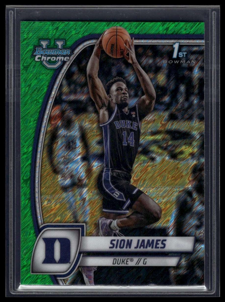 2024-25 Bowman University Chrome #63 Sion James Green Shimmer Refractor