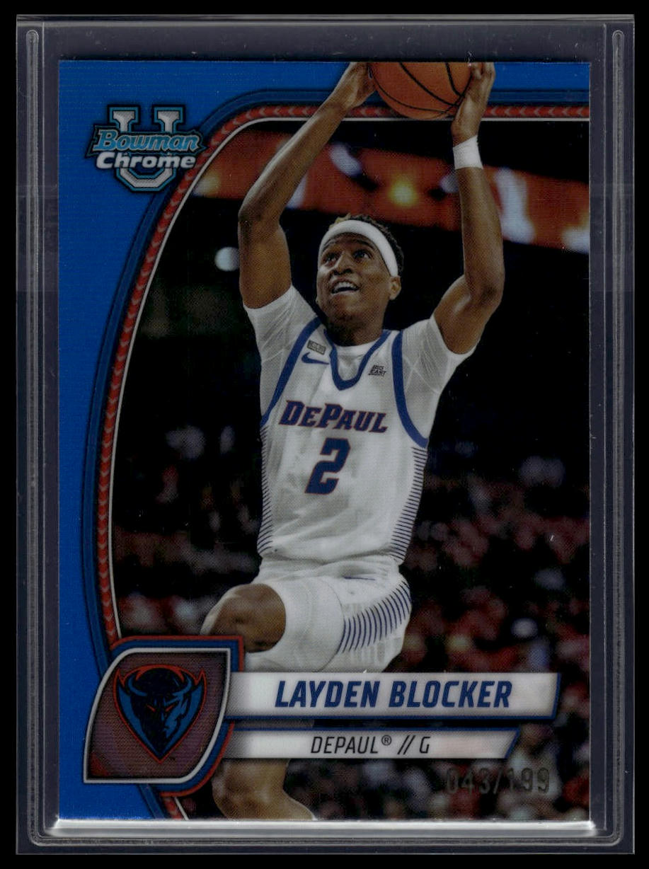 2024-25 Bowman University Chrome #95 Layden Blocker Blue Refractor #/199