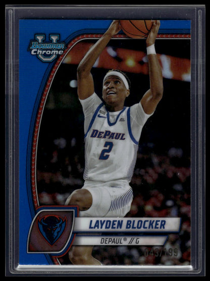 2024-25 Bowman University Chrome #95 Layden Blocker Blue Refractor #/199