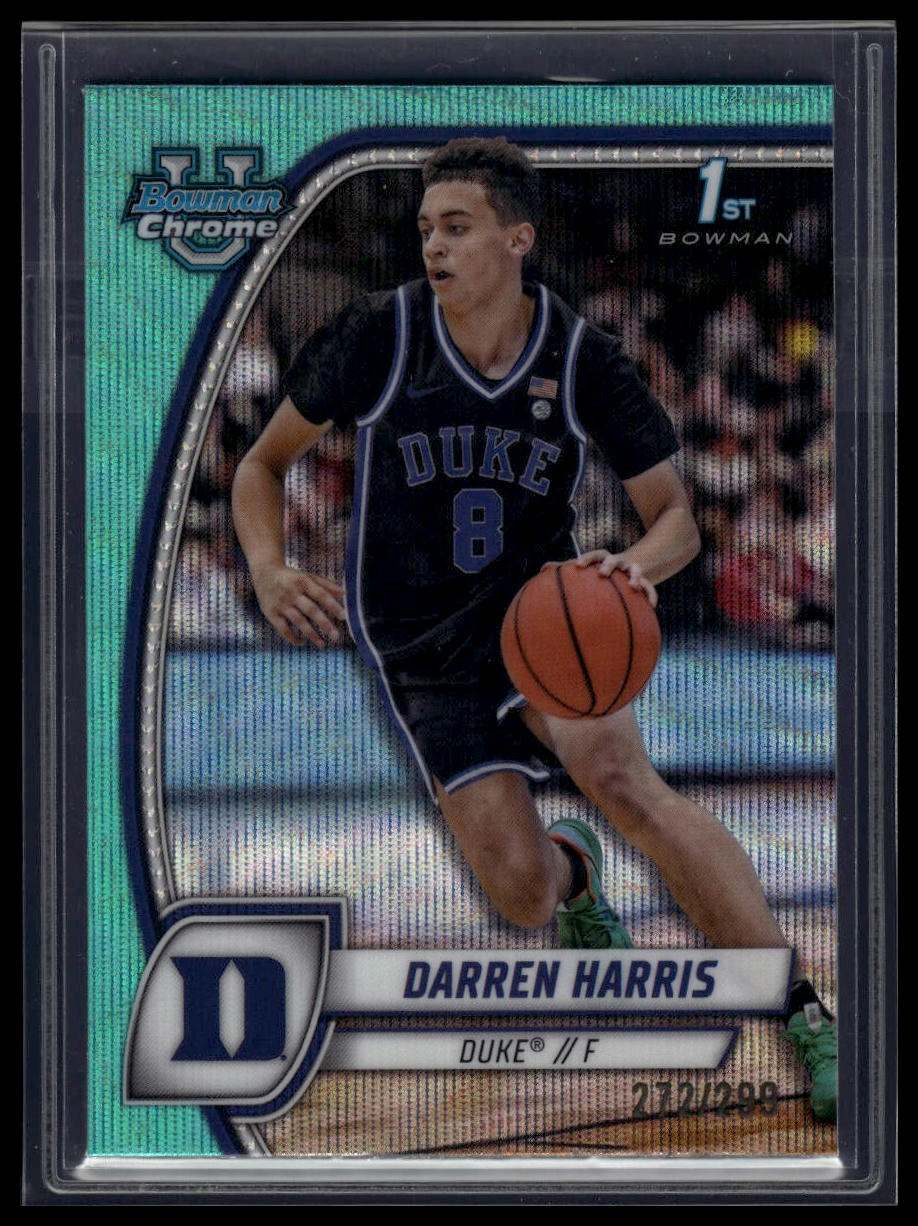 2024-25 Bowman University Chrome #18 Darren Harris Aqua Wave Refractor #/299