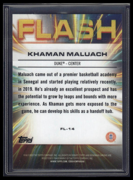 2024-25 Bowman University Chrome #FL-14 Khaman Maluach Flash X-Fractor