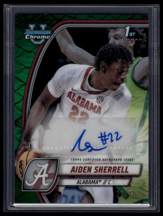 2024-25 Bowman University Chrome #3 Aiden Sherrell Green Reptilian #/75