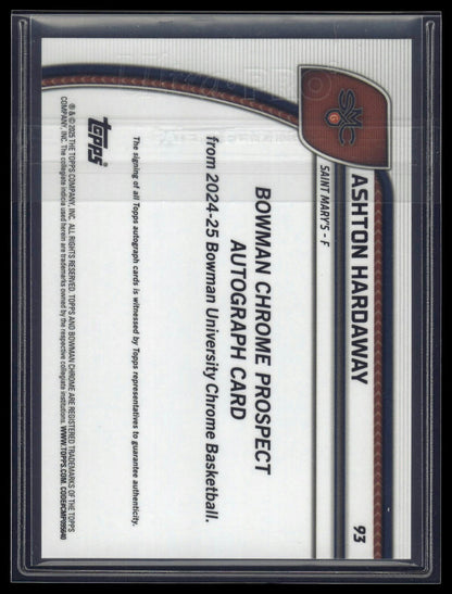 2024-25 Bowman University Chrome #93 Ashton Hardaway Prospects Autographs