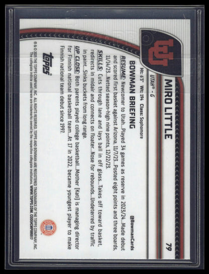 2024-25 Bowman University Chrome #79 Miro Little Green Reptilian Refractor #/75