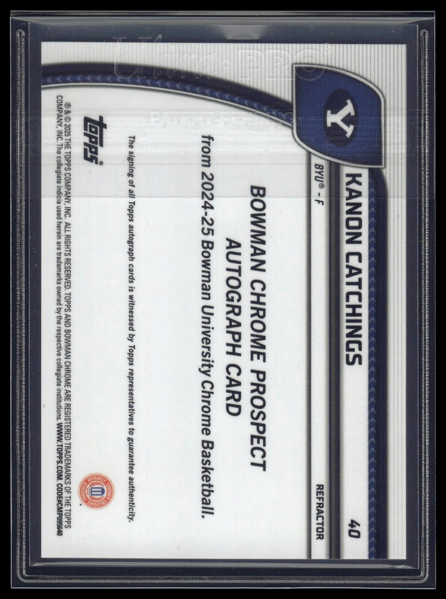2024-25 Bowman University Chrome #40 Kanon Catchings Prospects Autographs