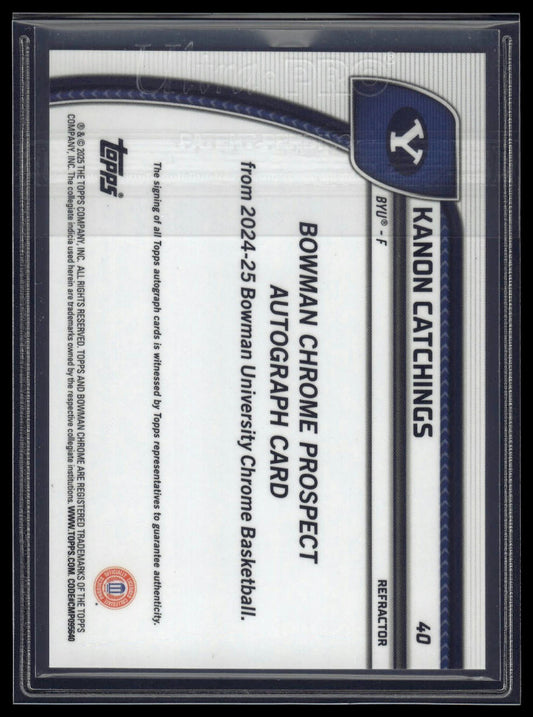 2024-25 Bowman University Chrome #40 Kanon Catchings Prospects Autographs
