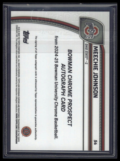2024-25 Bowman University Chrome #54 Meechie Johnson Auto Orange Reptilian /25