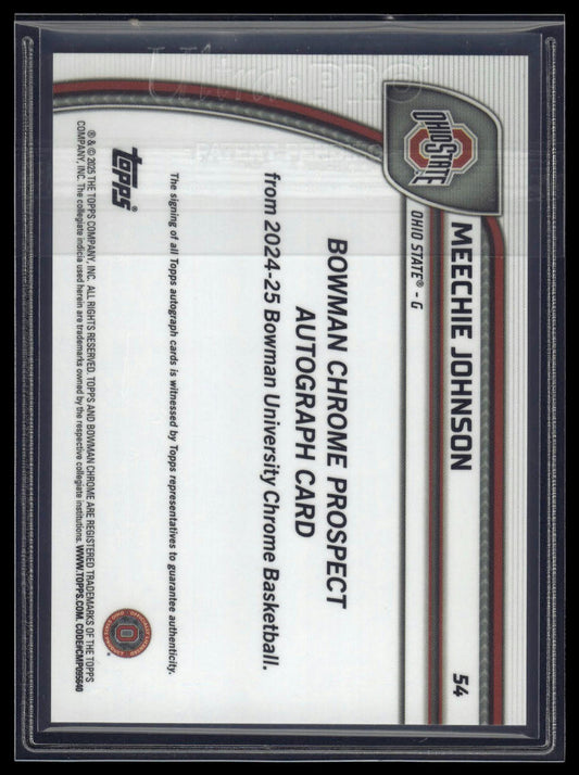 2024-25 Bowman University Chrome #54 Meechie Johnson Auto Orange Reptilian /25