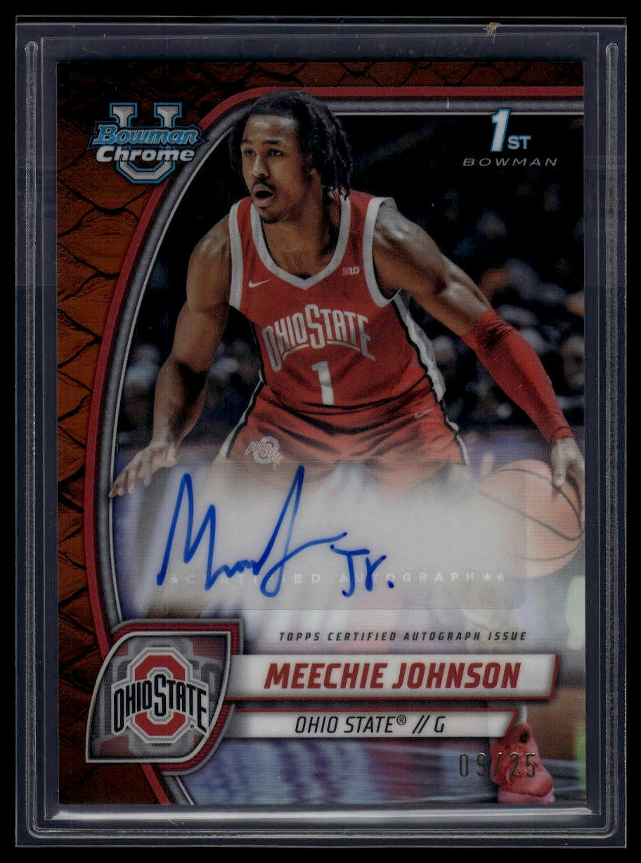 2024-25 Bowman University Chrome #54 Meechie Johnson Auto Orange Reptilian /25