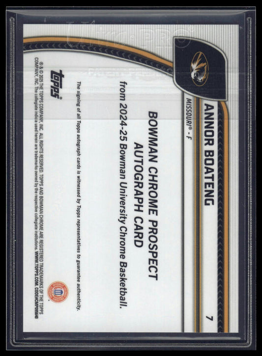 2024-25 Bowman University Chrome #7 Annor Boateng Auto Blue Shimmer /35