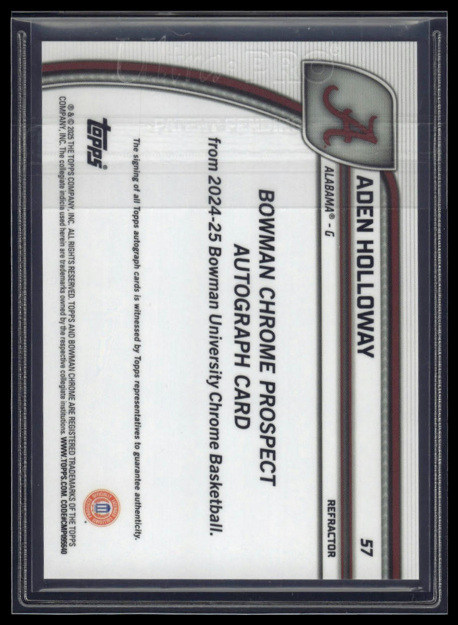 2024-25 Bowman University Chrome #57 Aden Holloway Autographs Refractor