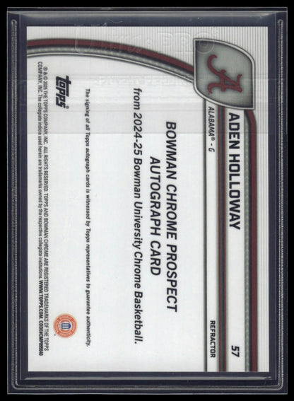 2024-25 Bowman University Chrome #57 Aden Holloway Autographs Refractor