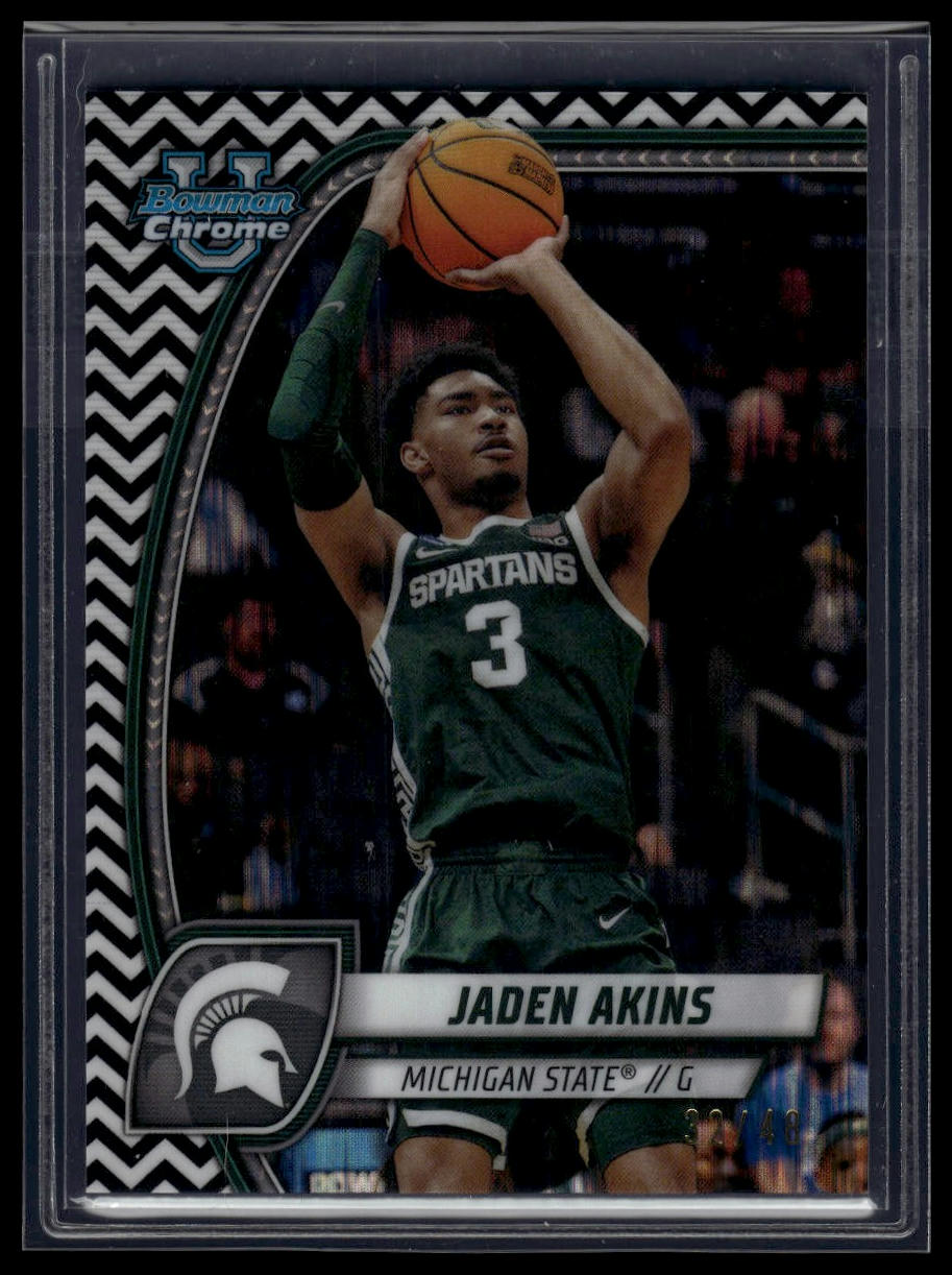 2024-25 Bowman University Chrome #80 Jaden Akins Black and Gold Stealth /24