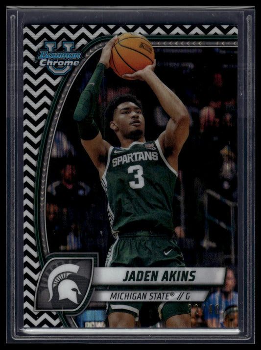 2024-25 Bowman University Chrome #80 Jaden Akins Black and Gold Stealth /24