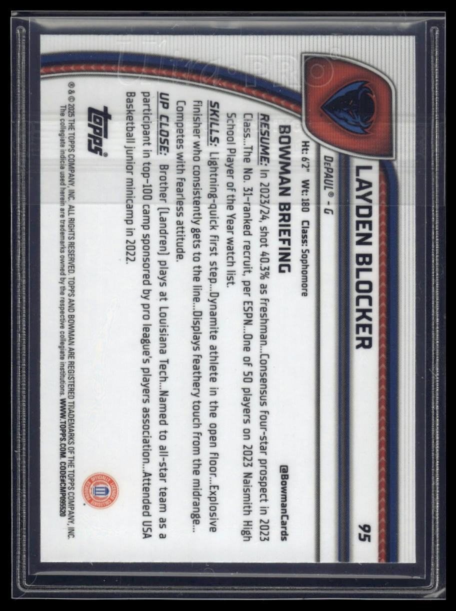 2024-25 Bowman University Chrome #95 Layden Blocker Team Logo Variations