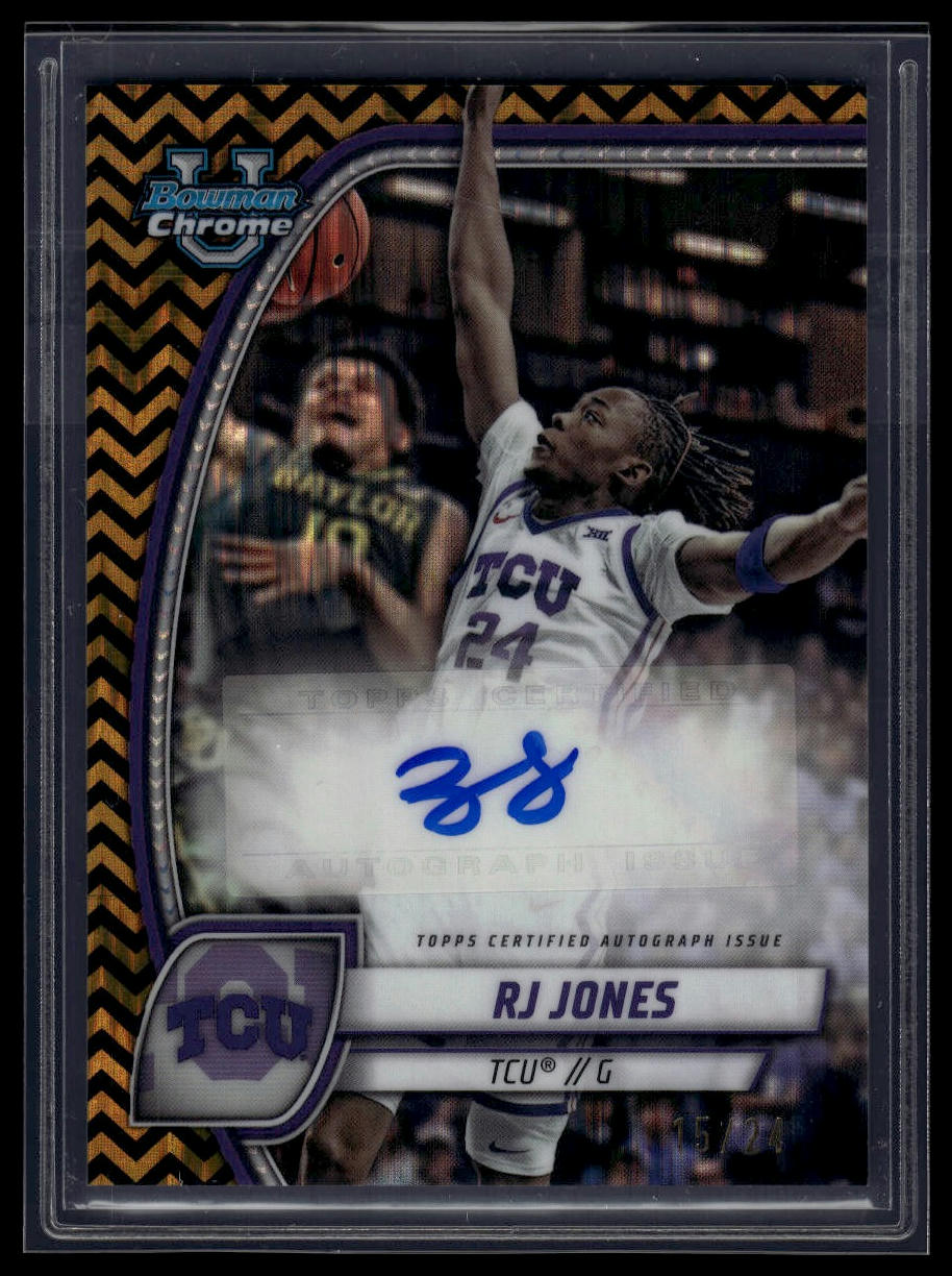 2024-25 Bowman University Chrome #84 RJ Jones Auto Black and Gold Stealth /24