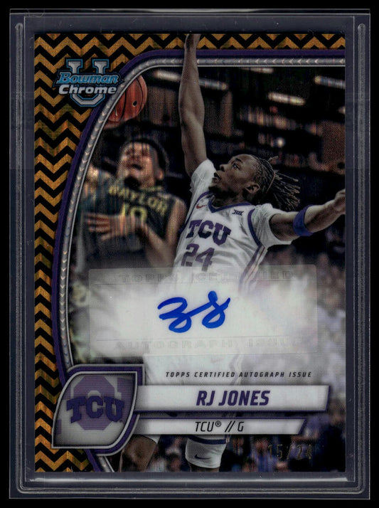 2024-25 Bowman University Chrome #84 RJ Jones Auto Black and Gold Stealth /24