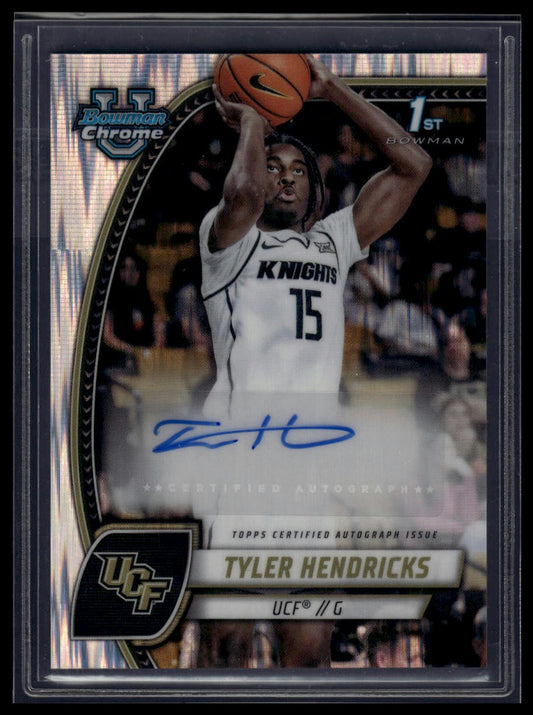 2024-25 Bowman University Chrome #68 Tyler Hendricks Auto Stealth Refractor