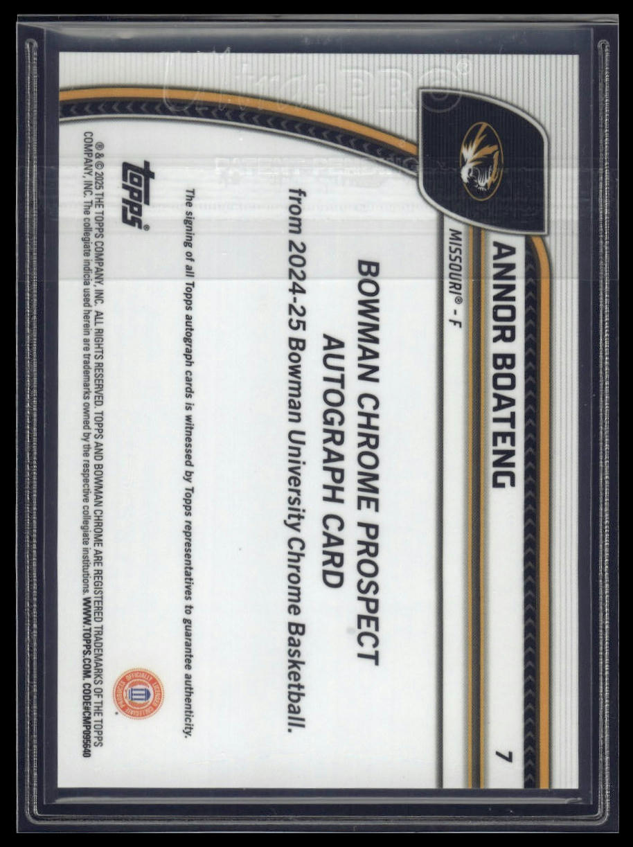 2024-25 Bowman University Chrome #7 Annor Boateng Prospects Autographs