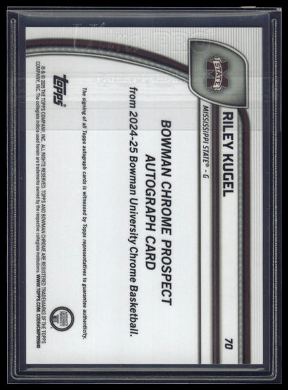 2024-25 Bowman University Chrome Riley Kugel Auto Black and Blue Stealth /100