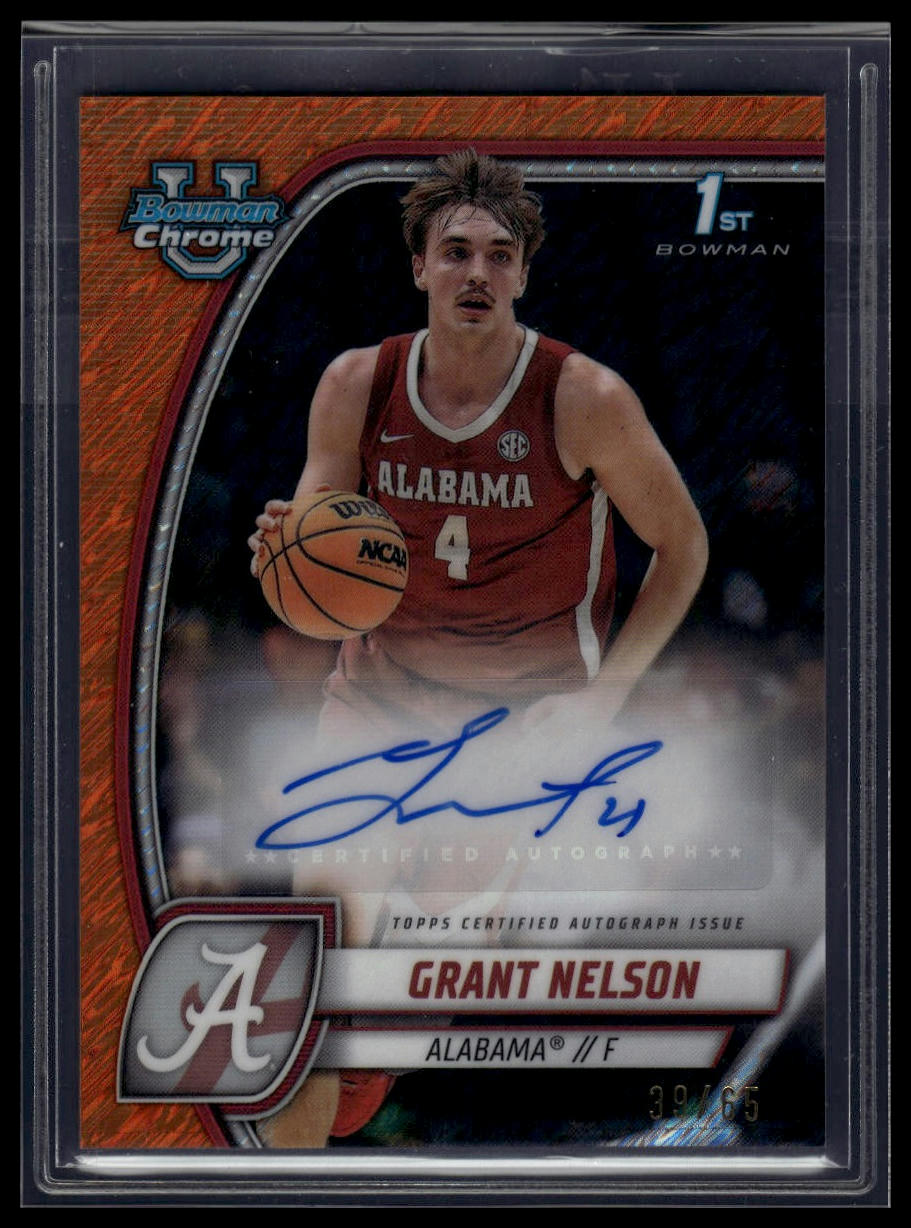 2024-25 Bowman University Chrome #25 Grant Nelson Auto Orange Shimmer /65