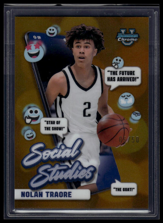 2024-25 Bowman University Chrome #SS-10 Nolan Traore Social Studies Gold/50