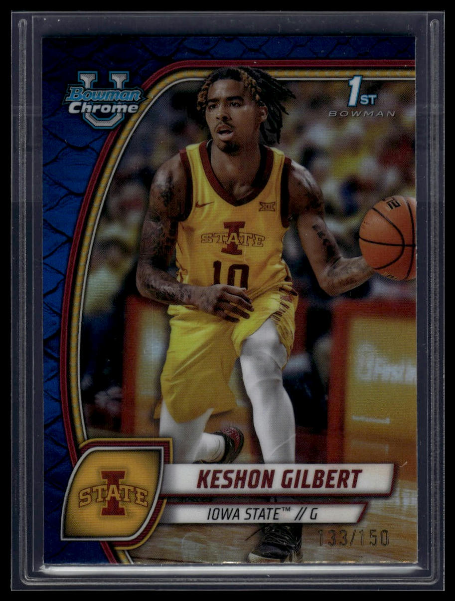 2024-25 Bowman University Chrome #45 Keshon Gilbert Blue Reptilian /150