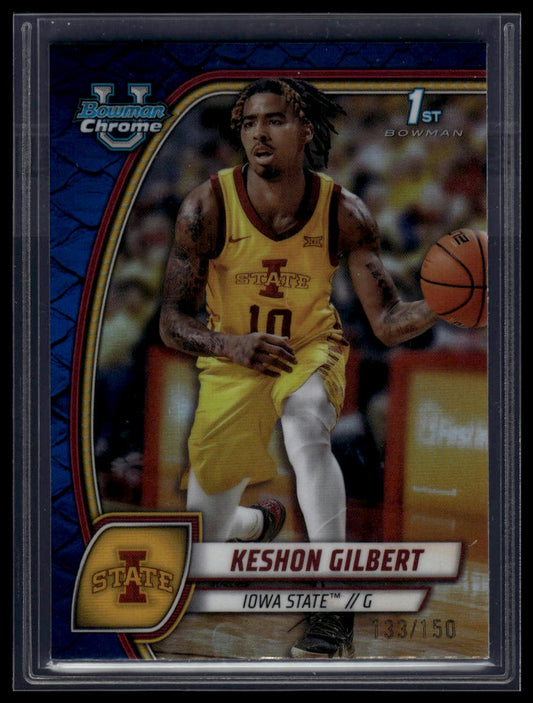 2024-25 Bowman University Chrome #45 Keshon Gilbert Blue Reptilian /150