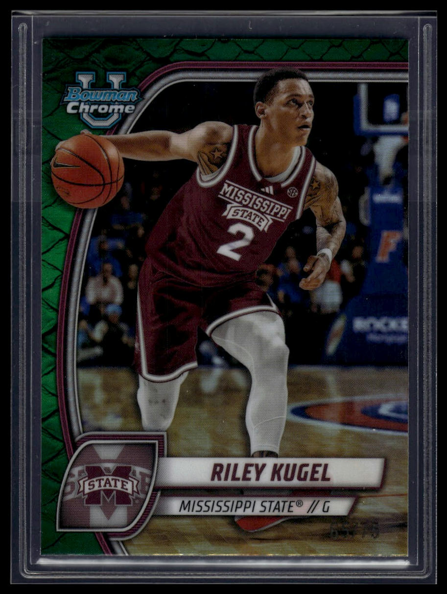 2024-25 Bowman University Chrome #70 Riley Kugel Green Reptilian Refractor #/75