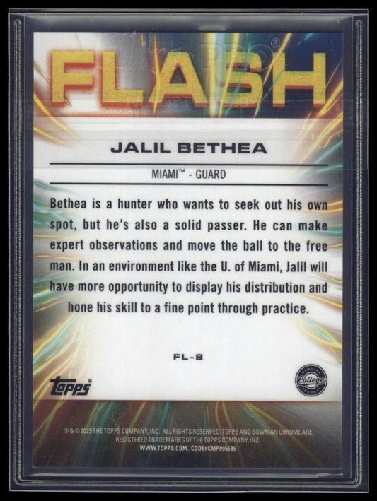 2024-25 Bowman University Chrome #FL-8 Jalil Bethea Flash Gold Refractor #/50
