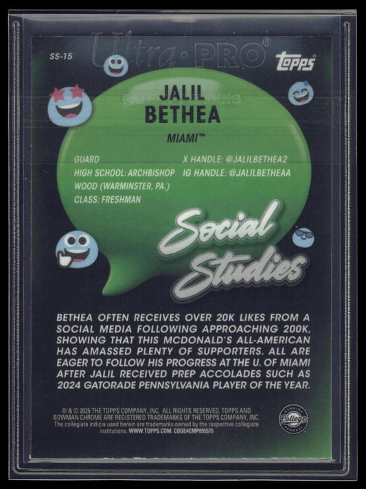 2024-25 Bowman University Chrome #SS-15 Jalil Bethea Social Studies