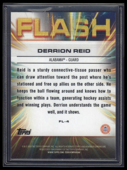 2024-25 Bowman University Chrome #FL-4 Derrion Reid Flash Blue Refractor #/150