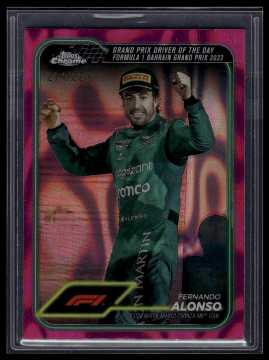 2024 Topps Chrome Formula 1 #159 Fernando Alonso Fuchsia Lava Refractors #/225