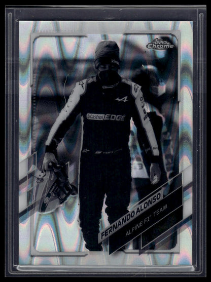2021 Topps Chrome Formula 1 #41 Fernando Alonso Black & White RayWave Refractor