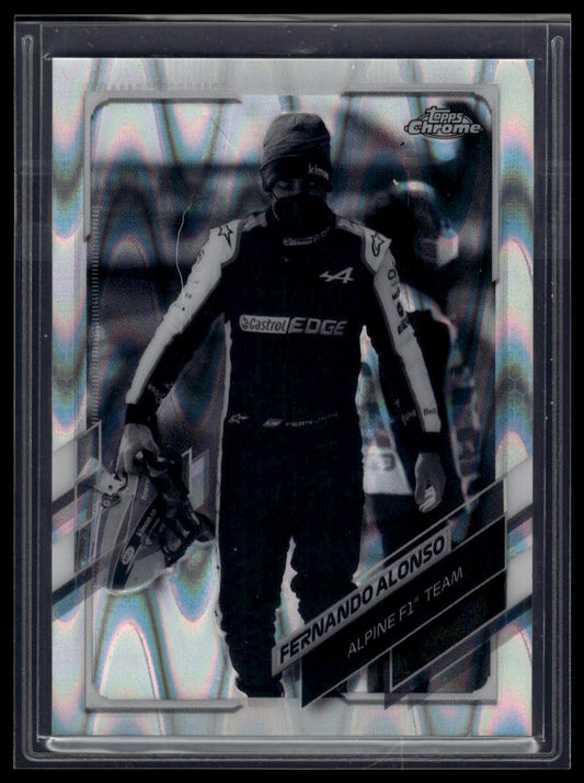 2021 Topps Chrome Formula 1 #41 Fernando Alonso Black & White RayWave Refractor