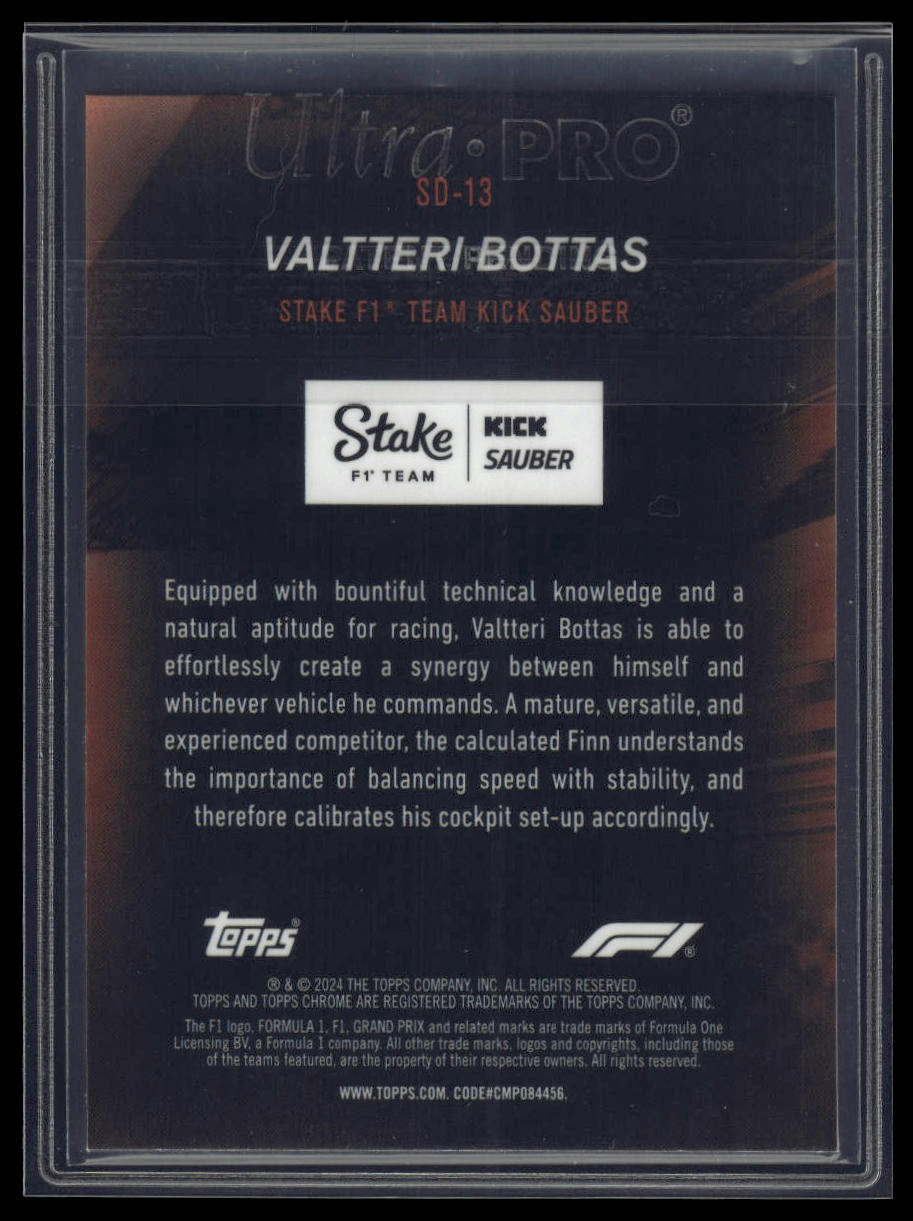 2024 Topps Chrome Formula 1 #SD-13 Valtteri Bottas Speed Demons
