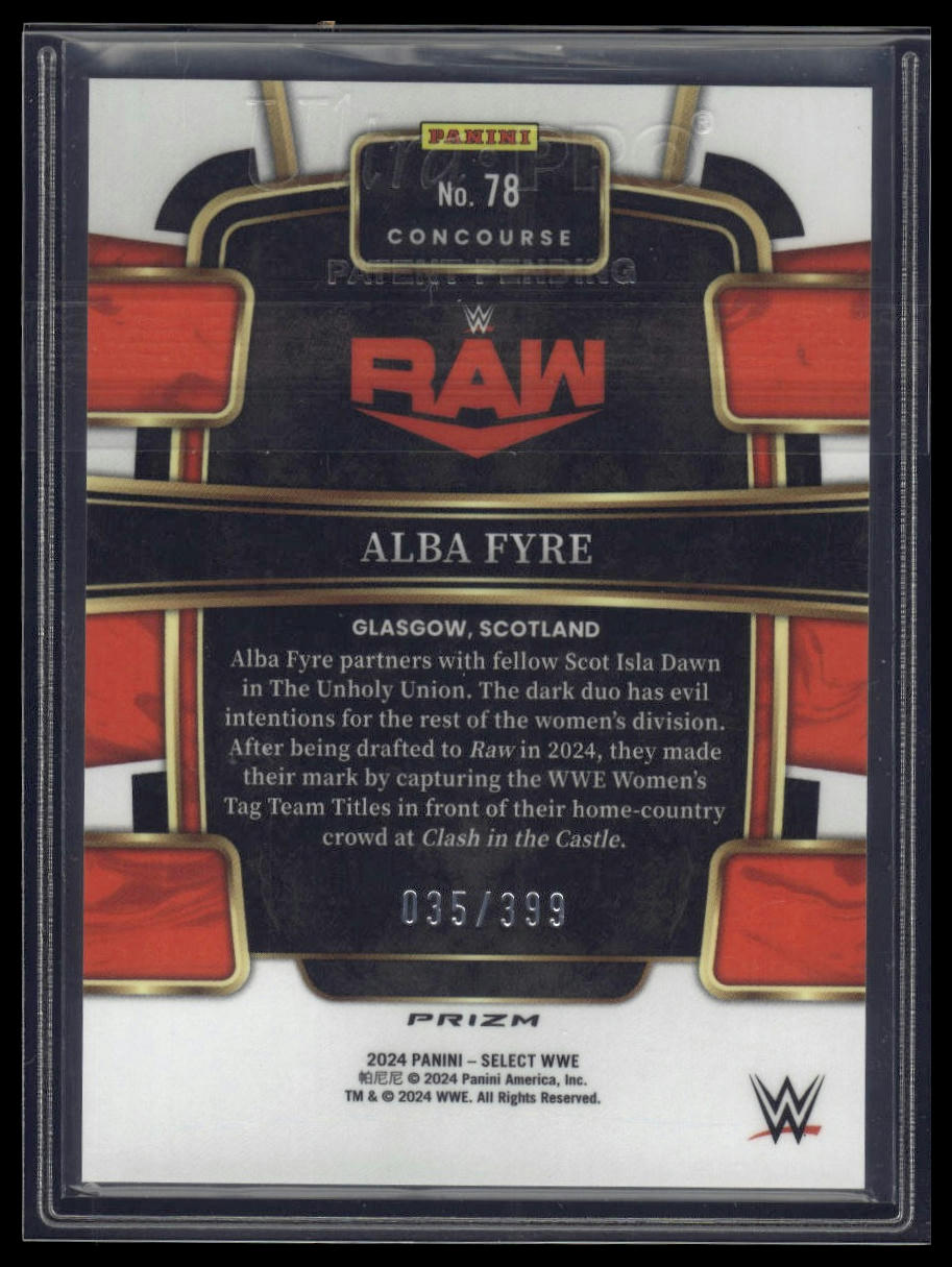 2024 Panini Select WWE #78 Alba Fyre Black and Blue Prizms #/399