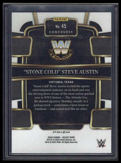 2024 Panini Select WWE #45 "Stone Cold" Steve Austin Orange Flash Prizms