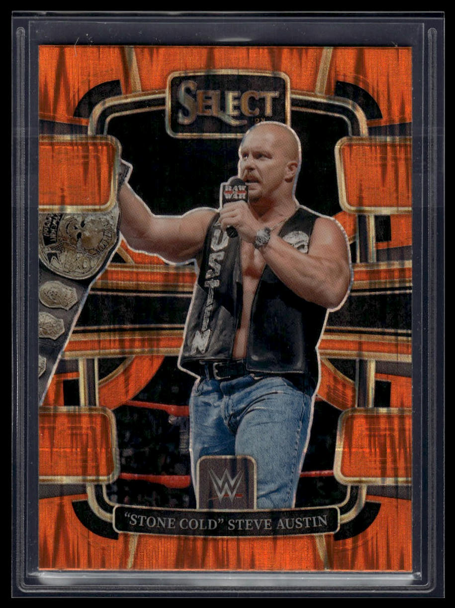 2024 Panini Select WWE #45 "Stone Cold" Steve Austin Orange Flash Prizms