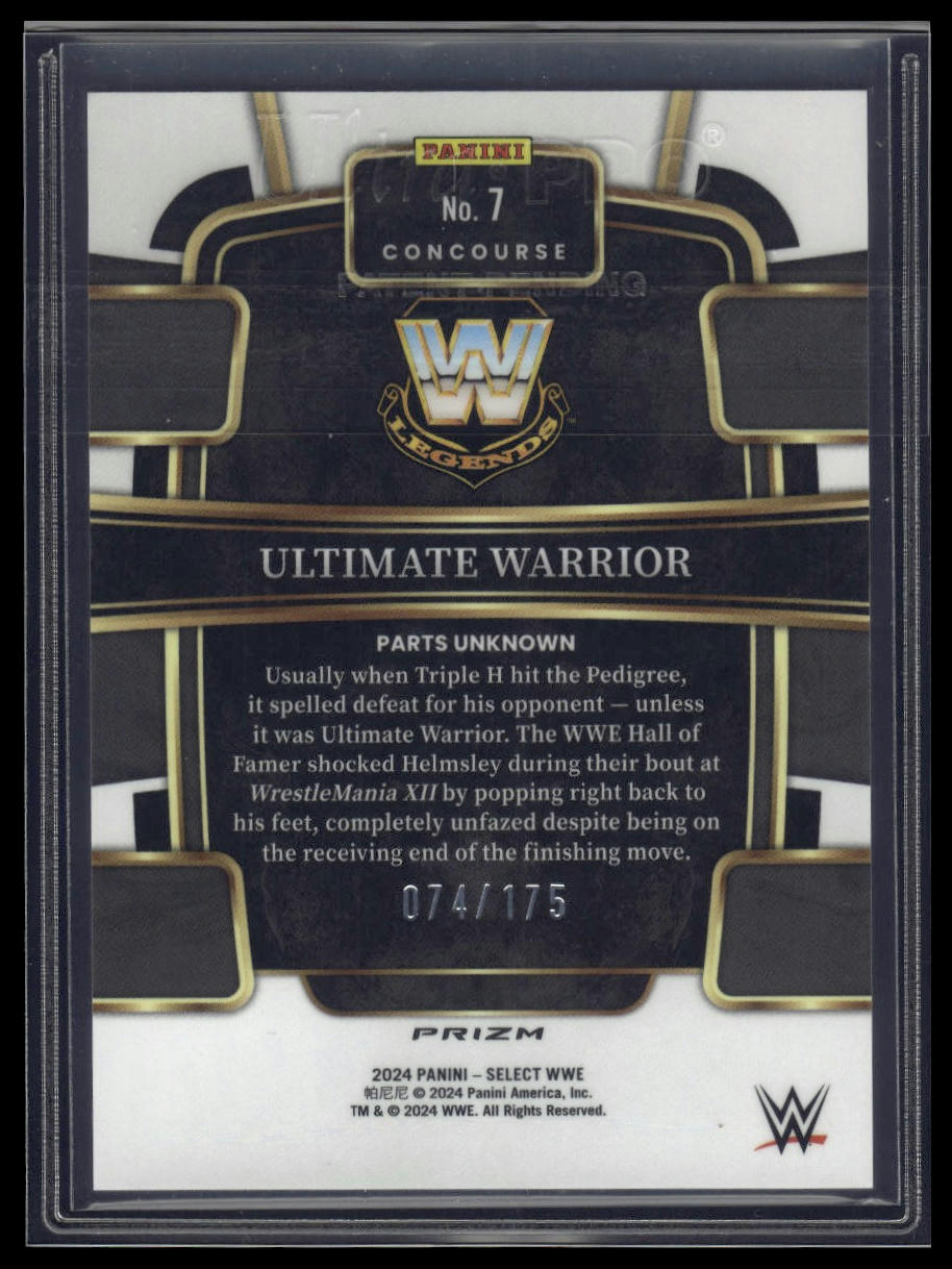 2024 Panini Select WWE #7 Ultimate Warrior Red Prizms #/175