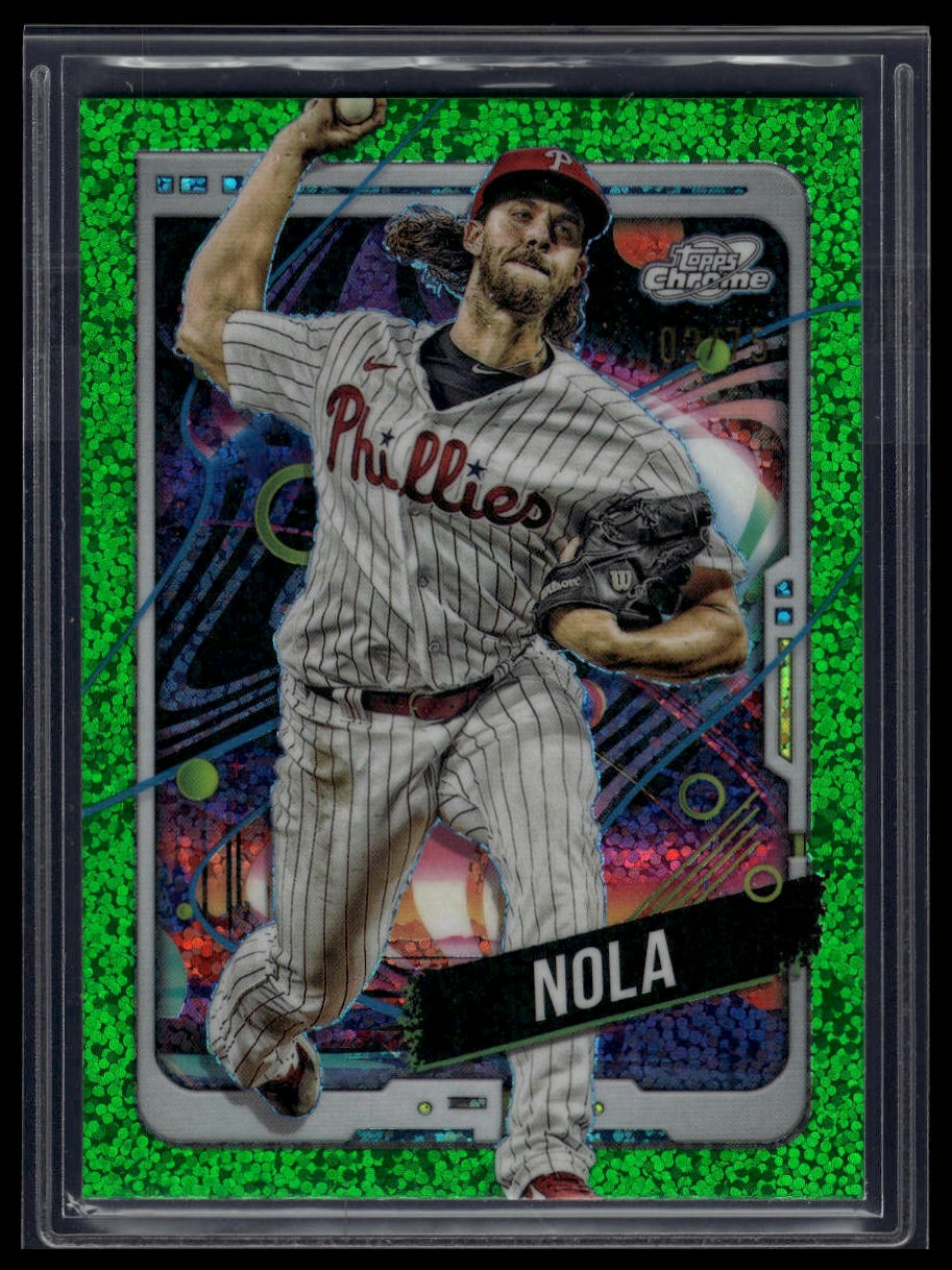 2024 Topps Chrome Cosmic #61 Aaron Nola Green Space Dust Refractors #/75