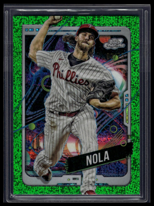 2024 Topps Chrome Cosmic #61 Aaron Nola Green Space Dust Refractors #/75