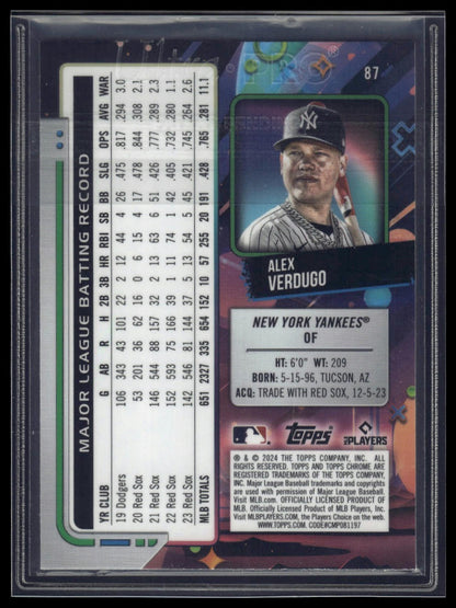 2024 Topps Chrome Cosmic #87 Alex Verdugo Aqua Equinox Refractors #/199