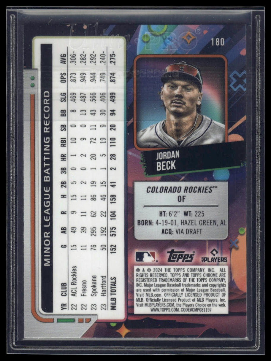 2024 Topps Chrome Cosmic #180 Jordan Beck Aqua Equinox Refractors #/199