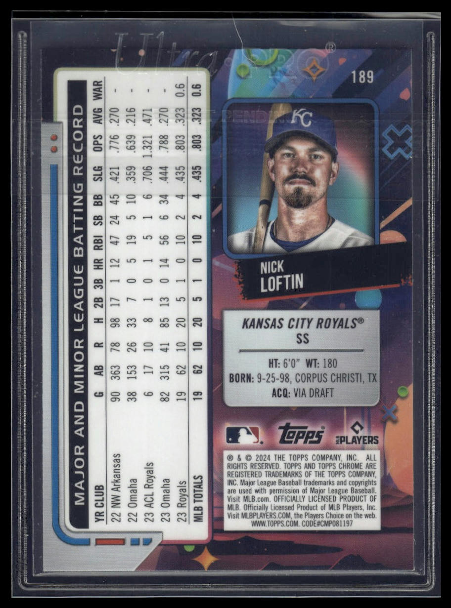 2024 Topps Chrome Cosmic #189 Nick Loftin Green Space Dust Refractors #/75