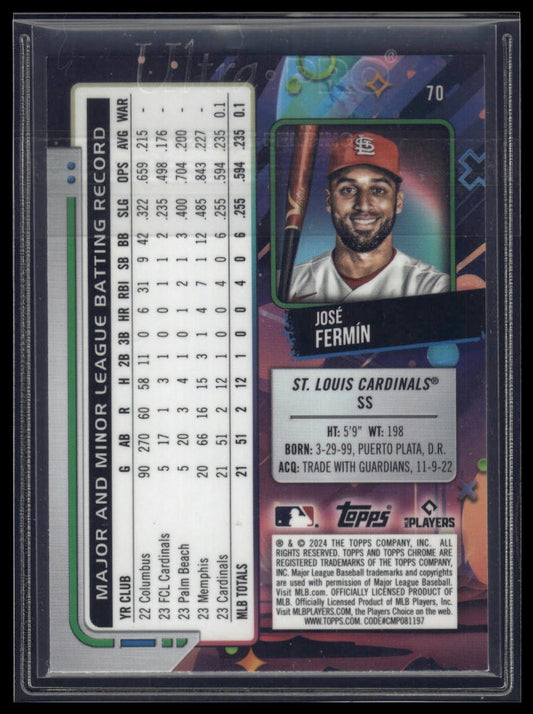2024 Topps Chrome Cosmic #70 José Fermín Aqua Equinox Refractors #/199