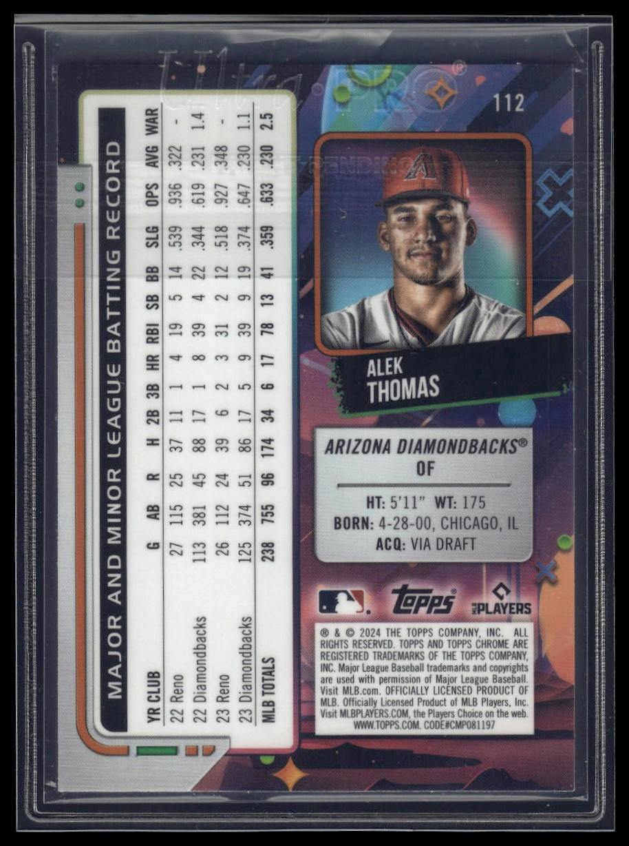 2024 Topps Chrome Cosmic #112 Alek Thomas Blue Moon Refractors #/99
