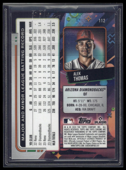 2024 Topps Chrome Cosmic #112 Alek Thomas Blue Moon Refractors #/99