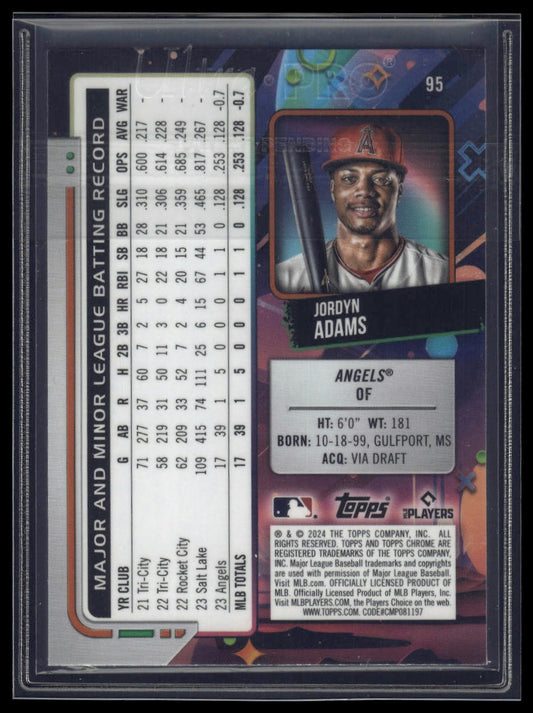 2024 Topps Chrome Cosmic #95 Jordyn Adams Aqua Equinox Refractors #/199