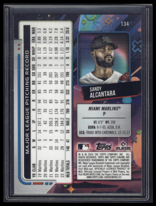 2024 Topps Chrome Cosmic #134 Sandy Alcantara Purple Nebula Refractors #/150